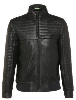 Boss Jalon Quilted Leather Bomber Jacket S Black, $695 | Hugo |