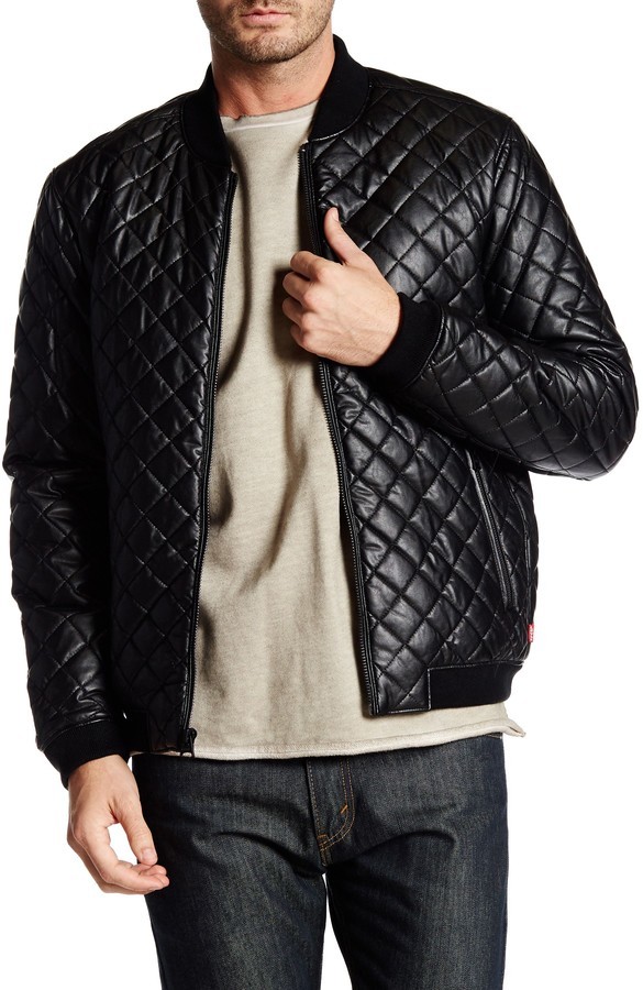 Levi's Levis Faux Leather Diamond Quilted Puffer Bomber Jacket, $199