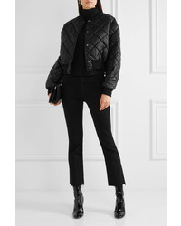 Stella McCartney Marisa Cropped Quilted Faux Leather Bomber Jacket Black