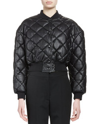 Stella McCartney Quilted Faux Leather Bomber Jacket Black