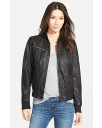 Levi's Quilted Faux Leather Bomber Jacket With Knit Hood