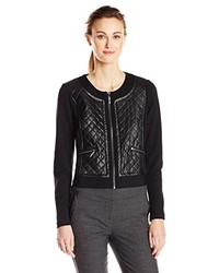 Kensie Quilted Faux Leather Front Jacket