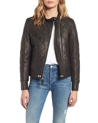 Schott NYC Quilted Lambskin Leather Moto Jacket
