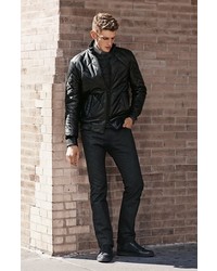 BOSS Quilted Lambskin Leather Trim Fit Jacket