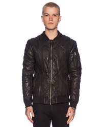 Scotch & Soda Quilted Leather Bomber Jacket
