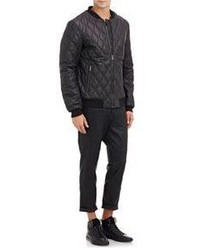 Lot 78 Quilted Leather Bomber Jacket Black