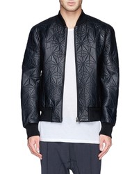 Neil Barrett Quilted Prism Leather Bomber Jacket