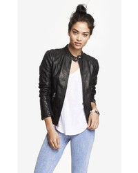 Express Quilted Sleeve Leather Jacket