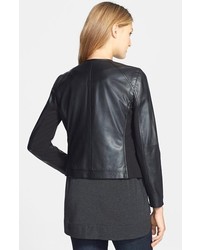 Eileen Fisher The Fisher Project Quilt Front Short Leather Jacket