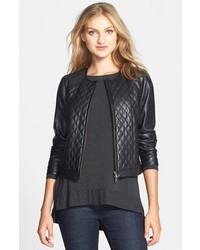 Eileen Fisher The Fisher Project Quilt Front Short Leather Jacket