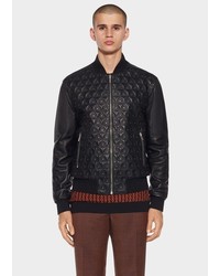 Versace Triangle Leather Bomber Jacket