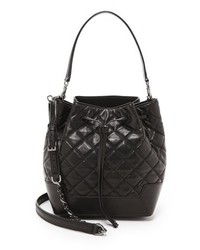 Black Quilted Leather Bucket Bag
