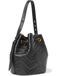 Gucci Gg Marmont Quilted Leather Bucket Bag Black