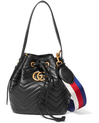 Gucci Gg Marmont Quilted Leather Bucket Bag Black