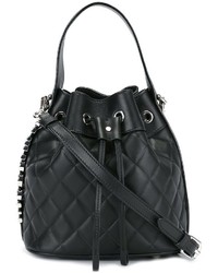 Moschino Quilted Logo Plaque Bucket Bag