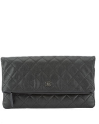 Chanel Black Caviar Quilted Clutch