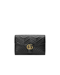 Gucci Black Gg Marmont Leather Clutch Bag