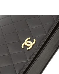Chanel Black Quilted Lambskin Leather Single Flap Chain Bag