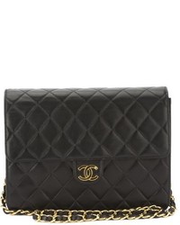 Chanel Black Quilted Lambskin Leather Single Flap Chain Bag