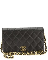 Chanel Black Quilted Lambskin Leather Small Single Flap Chain Bag