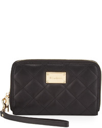 St. John Collection Quilted Leather Phone Wristlet Black