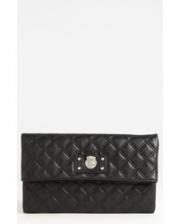 Marc Jacobs Eugenie Large Quilted Leather Clutch Black Nickel