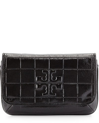 Tory Burch Marion Quilted Patent Clutch Bag Black
