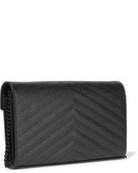 Saint Laurent Monogramme Mini Quilted Textured Leather Shoulder Bag Black
