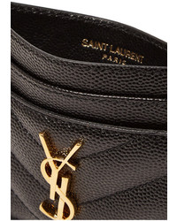 Saint Laurent Quilted Textured Leather Cardholder Black