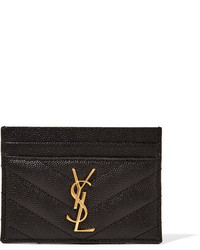 Saint Laurent Quilted Textured Leather Cardholder Black