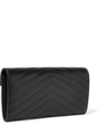 Saint Laurent Quilted Textured Leather Wallet Black