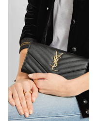 Saint Laurent Quilted Textured Leather Wallet Black