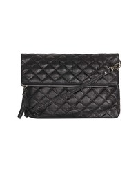 Topshop Quilted Leather Crossbody Bag Black