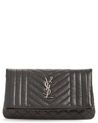 Saint Laurent West Hollywood Quilted Lambskin Leather Foldover Clutch