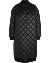 Black Quilted Leather Coat
