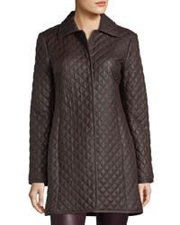 Neiman Marcus Leather Collection Quilted Leather Trench Coat Plus Size