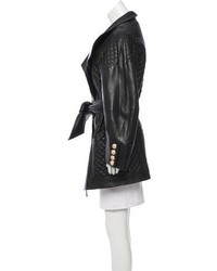 Balmain Quilted Leather Coat