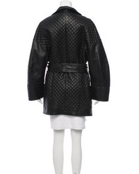 Balmain Quilted Leather Coat