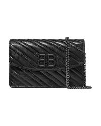 Balenciaga Bb Quilted Textured Patent Leather Shoulder Bag