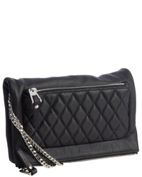 Jimmy Choo Black Leather Quilted Fold Over Crossbody Bag
