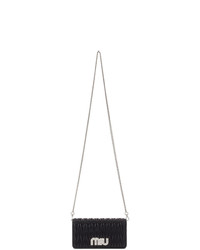 Miu Miu Black Quilted Logo Pearl Bag