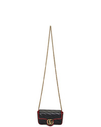 Gucci Black Super Mini Torchon Gg Marmont Shoulder Bag
