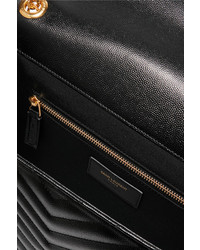 Saint Laurent Cassandre Large Quilted Textured Leather Shoulder Bag Black