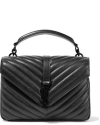 Saint Laurent College Medium Quilted Leather Shoulder Bag Black
