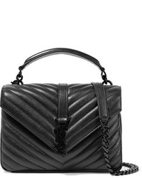 Saint Laurent College Medium Quilted Leather Shoulder Bag Black