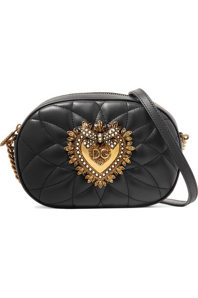 Dolce & Gabbana Devotion Embellished Quilted Leather Shoulder Bag, $1,150, NET-A-PORTER.COM
