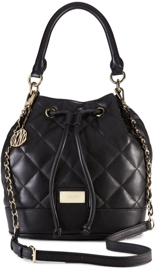 DKNY Quilted Leather Bucket Bag, $348 | DKNY | Lookastic