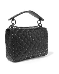 Valentino Garavani The Spike Small Quilted Cracked Leather Shoulder Bag