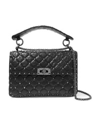 Valentino Garavani The Spike Small Quilted Cracked Leather Shoulder Bag