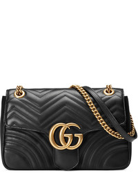 Gucci Gg Marmont 20 Medium Quilted Shoulder Bag Black